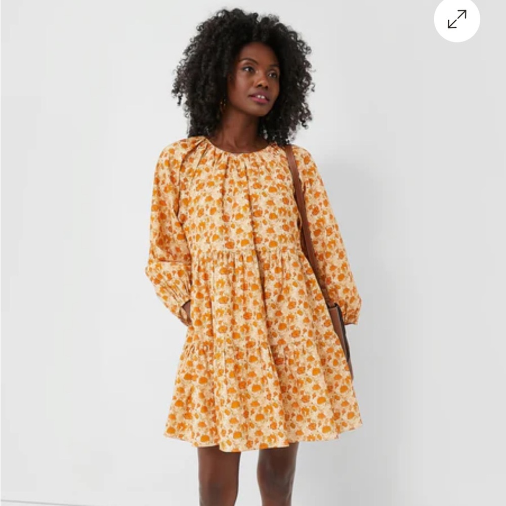 Doen Autumn Floral Dress in Orange and Cream